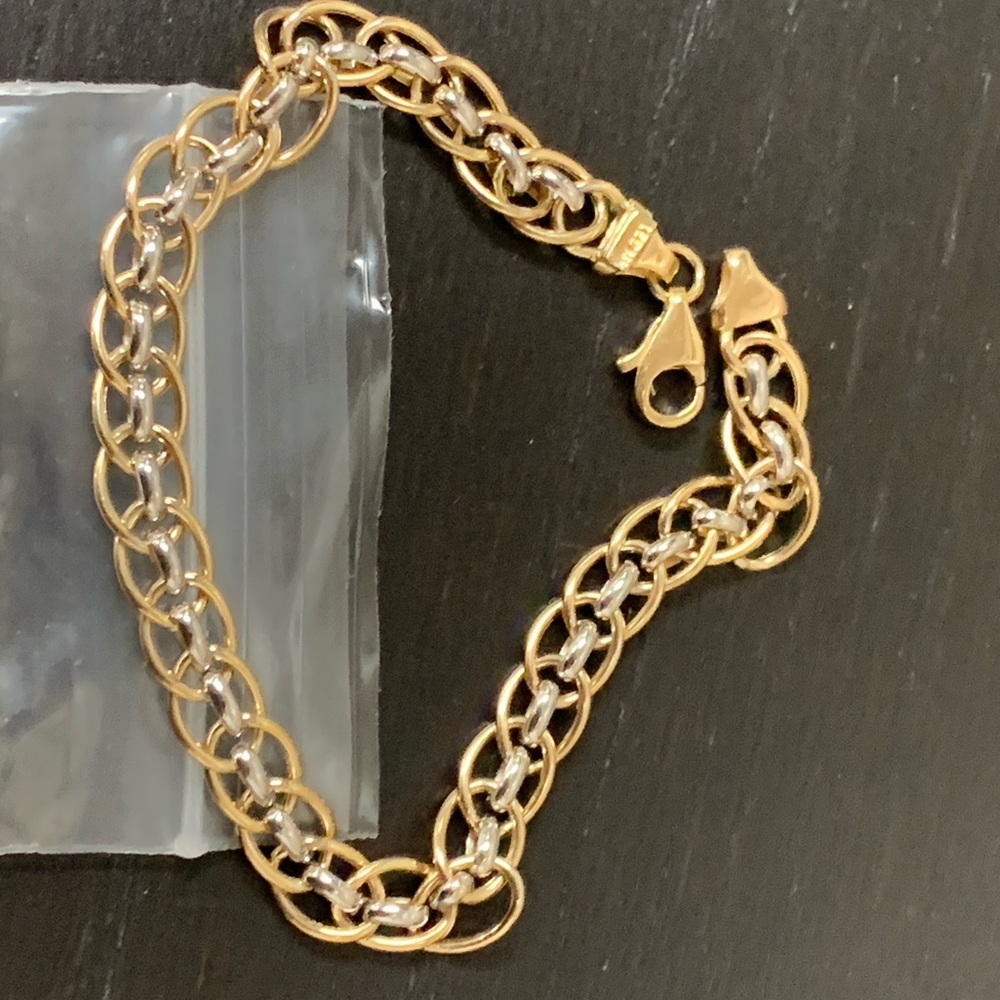 New Solid 14K Yellow White Gold Bracelet 7.5” inches